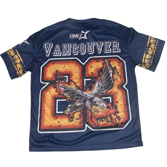 Men's ROMWE Navy Blue & Orange Vancouver 23 Graphic Jersey M - Picture 2 of 5